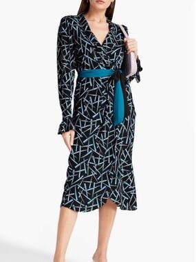 Diane von Furstenberg DVF Drusilla Wrap effect printed crepe midi dress 10